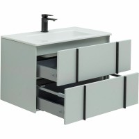 Мебель для ванной комнаты Allen Brau Reality 80 подвесная, папирус матовый, раковина Fantasy Flat 82x47, без перелива, белая