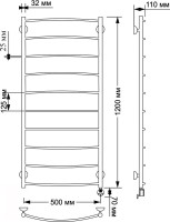 Полотенцесушитель электрический Secado Милан 1 плюс 125x55 см, подключение справа, бронза, лесенка, латунь