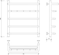 Полотенцесушитель водяной Secado Милан 1 КСП 60x55 см, матовый черный, лесенка, с полкой