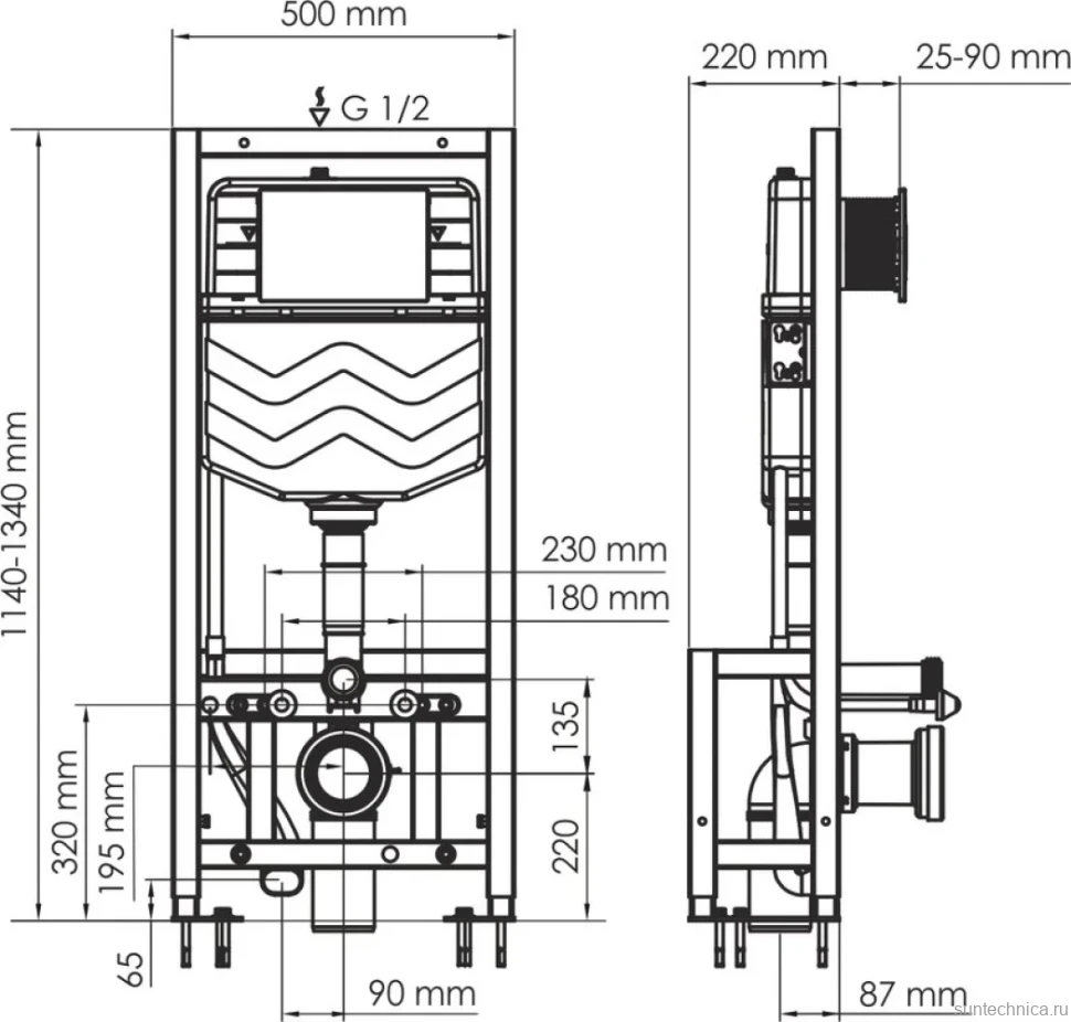 Система инсталляции для унитазов Wasserkraft Dill 61TLT.010.ME.WM03 с кнопкой смыва матовой белой