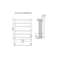 Полотенцесушитель электрический Azario PARMA 500/600 черный (AZ10856B)