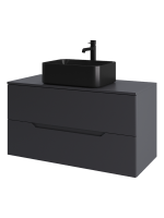 Тумба с раковиной Orange Line 100 подвесная, 2 ящика, матовый графит с раковиной B02-460MB