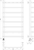 Полотенцесушитель электрический Secado Мерида 1 К 100x50 см, подключение слева, матовый черный, лесенка