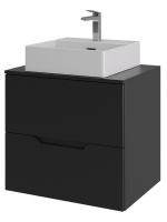 Мебель для ванной комнаты Orange Line 60 подвесная, 2 ящика, матовая черная с раковиной B04-405W