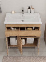 Тумба с раковиной SanStar Модена 80 напольная, дуб крафт золотой