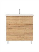 Тумба с раковиной SanStar Модена 80 напольная, дуб крафт золотой