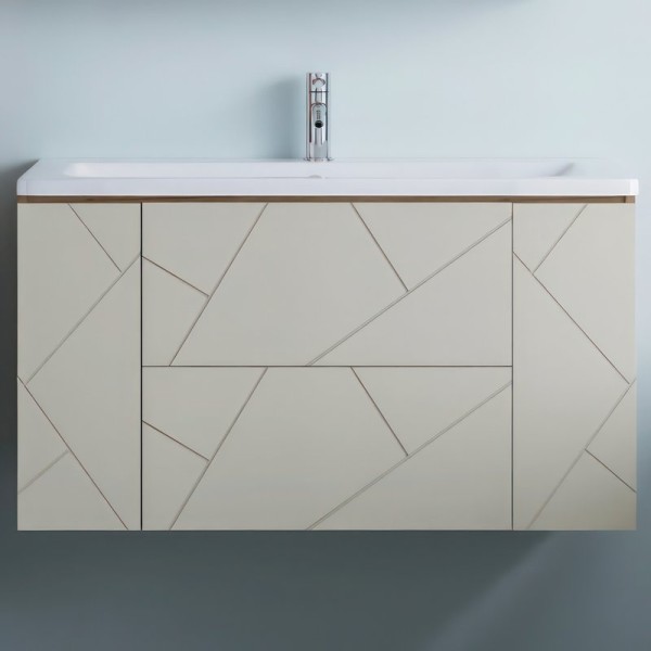 Тумба под раковину Бриклаер Кристалл 100 латте, дуб крафт табачный