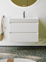 Тумба с раковиной Aqwella 5 stars Geometria 80 подвесная, 2 ящика, белая