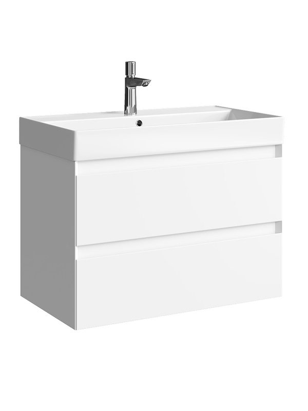 Тумба с раковиной Aqwella 5 stars Geometria 80 подвесная, 2 ящика, белая