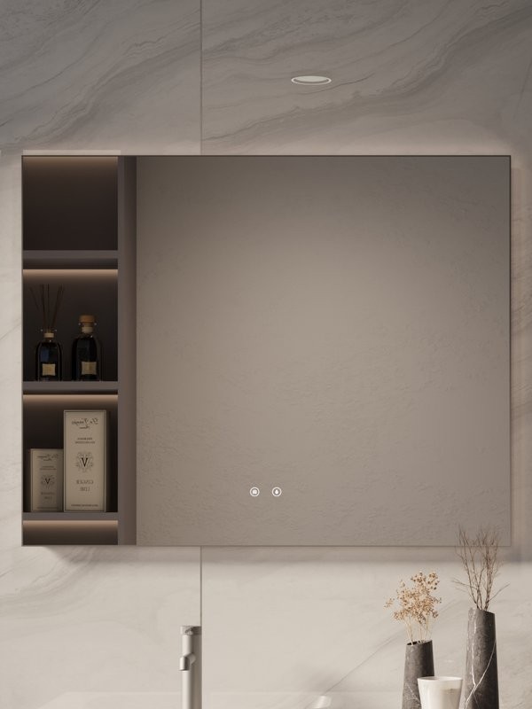 Зеркало Vincea VLM-4F100GM-2 100x80, с подсветкой и антизапотевателем, вороненая сталь