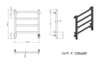 Полотенцесушитель электрический Grota Soffi K RAL9005 EL 53х60, матовый черный