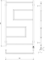 Полотенцесушитель электрический Secado Рабби 80х50 85x55 см, подключение справа, черный матовый, лесенка