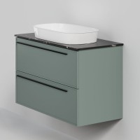 Тумба под раковину со столешницей La Fenice Elba Twin 100 подвесная, серая, столешница черный мрамор