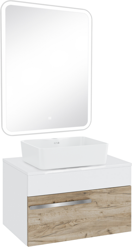 Мебель для ванной комнаты Runo Вудлайн 65 крафтовый дуб, раковина Lavello 50