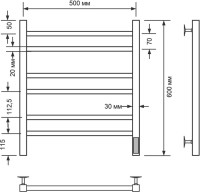 Полотенцесушитель электрический Comfysan Pioli-K EC-6 60x55 см, подключение справа, слева, матовый белый, лесенка, из стали