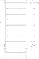 Полотенцесушитель электрический Secado Агата 1 КСП 100x50 см, подключение слева, графит, лесенка, с полкой
