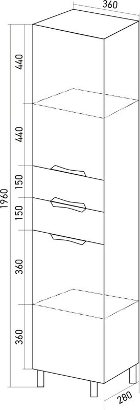 Шкаф пенал для ванной Mixline Этьен-36 белый