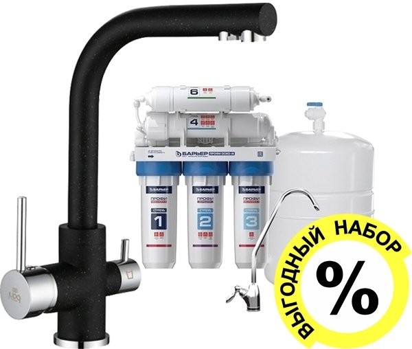 Смеситель для кухни Paulmark Essen Es213011-308 , черный с системой обратного осмоса