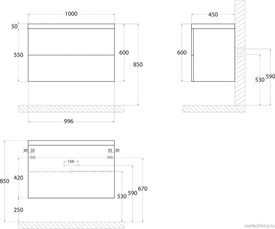 Мебель для ванной комнаты Art&Max Verona-Push 100 подвесная, kadena wood