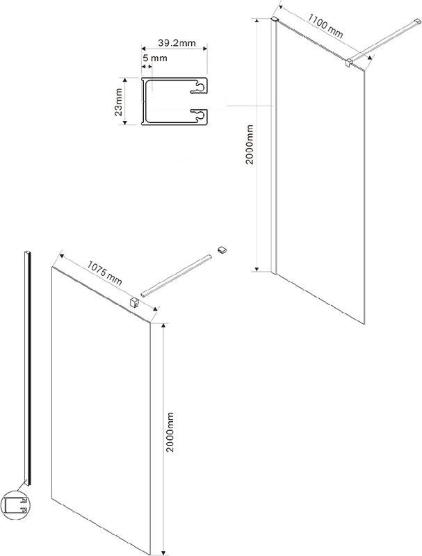 Душевая перегородка Vincea Walk-in VSW-1H110CLB 110 см, профиль черный матовый, стекло прозрачное