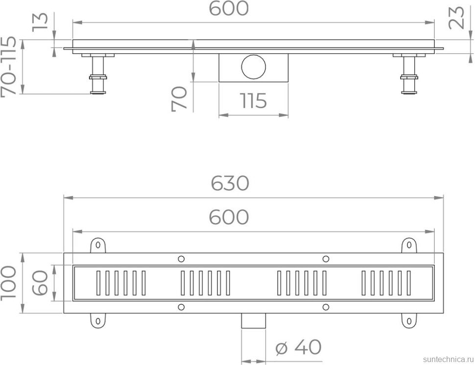 Душевой трап (лоток) RGW SDR-34 хром, 60 см