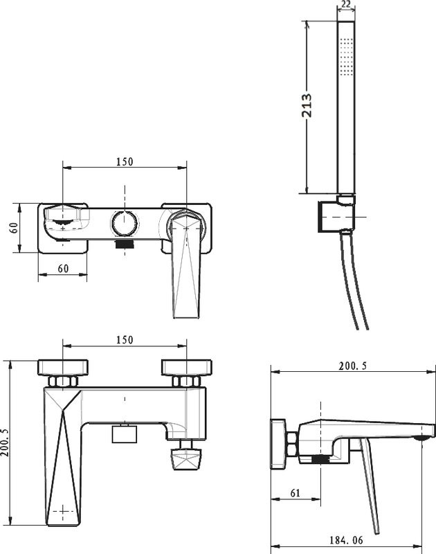 Смеситель для ванны с душем Boheme Venturo 373-SGM