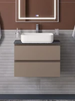 Тумба под раковину со столешницей BelBagno Kraft 60 подвесная, матовая бежевая, столешница kep-60-grn