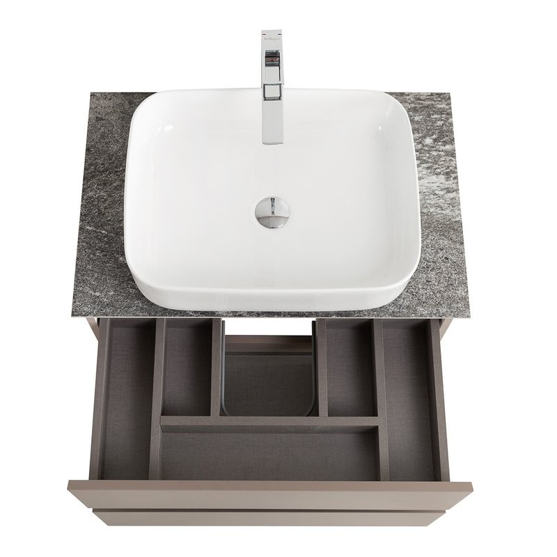 Тумба под раковину со столешницей BelBagno Kraft 60 подвесная, матовая бежевая, столешница kep-60-grn