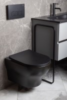 Унитаз подвесной Boheme Fiore 978-SET-B безободковый, с микролифтом, матовый черный