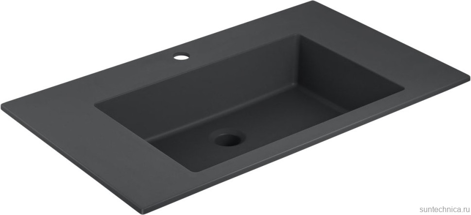 Тумба с раковиной Vincea Chiara 2D 80, 2 ящика, дуб табак, с черной раковиной