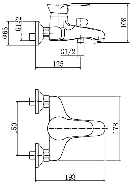 Смеситель для ванны с душем Fashun A3201 хром