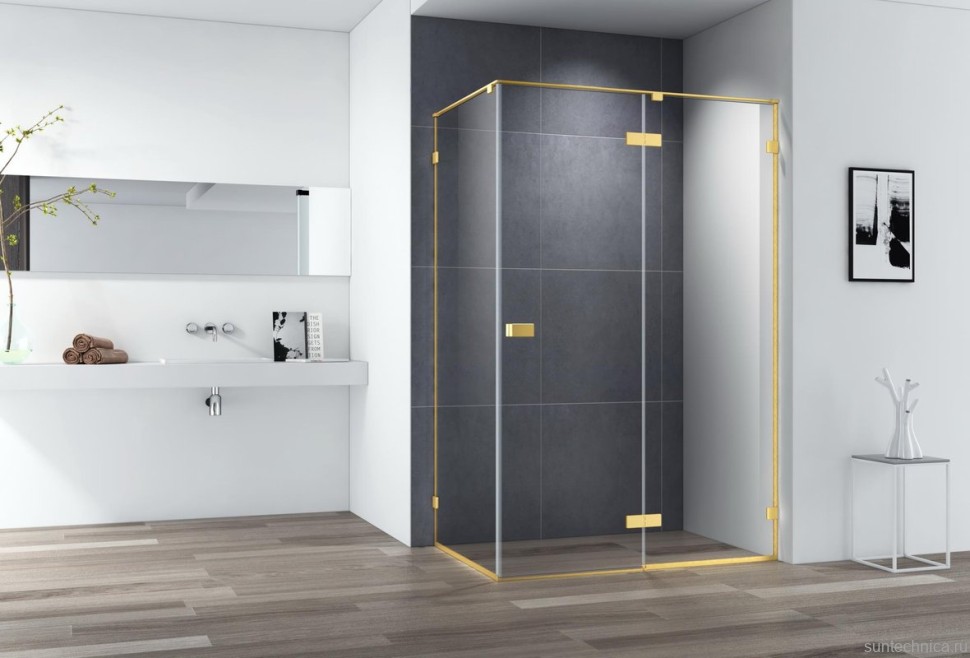 Душевой уголок Cezares Bellagio BELLAGIO-AH-1-140/80-C-BORO 140х80, брашированное золото