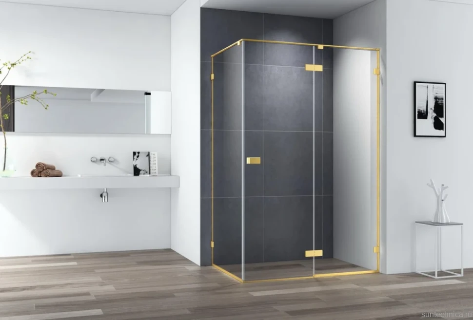 Душевой уголок Cezares Bellagio BELLAGIO-AH-1-140/80-C-BORO 140х80, брашированное золото