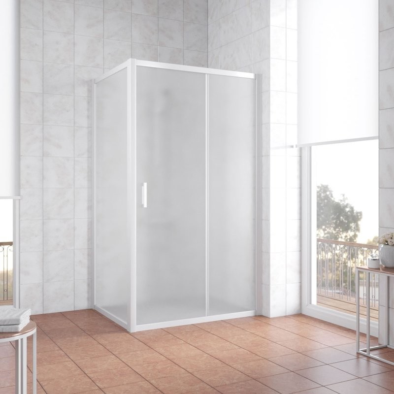 Душевой уголок Vegas Glass ZP+ZPV 110*70 01 10 профиль белый, стекло сатин
