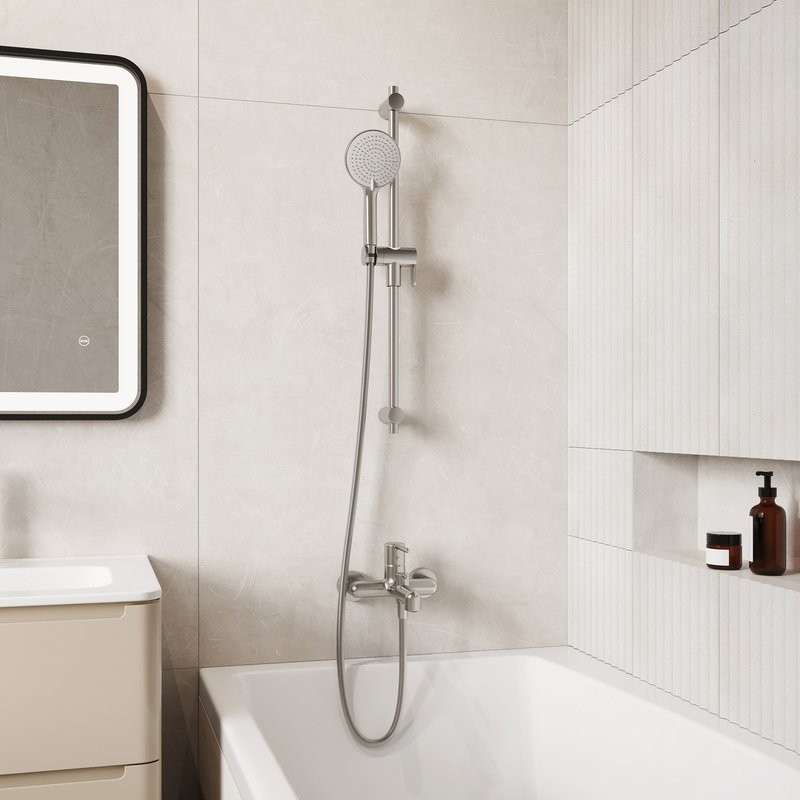 Смеситель для ванны с душем IDDIS Aiger AIGBC00i02WA матовый хром