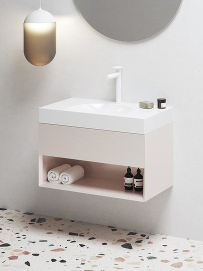 Тумба с раковиной Ravak Lite SD 80 алебастровая розовая