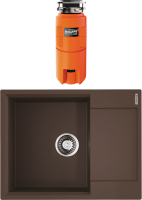 Комплект Мойка Omoikiri Daisen 65T-DC темный шоколад + Измельчитель Nagare slim 1250