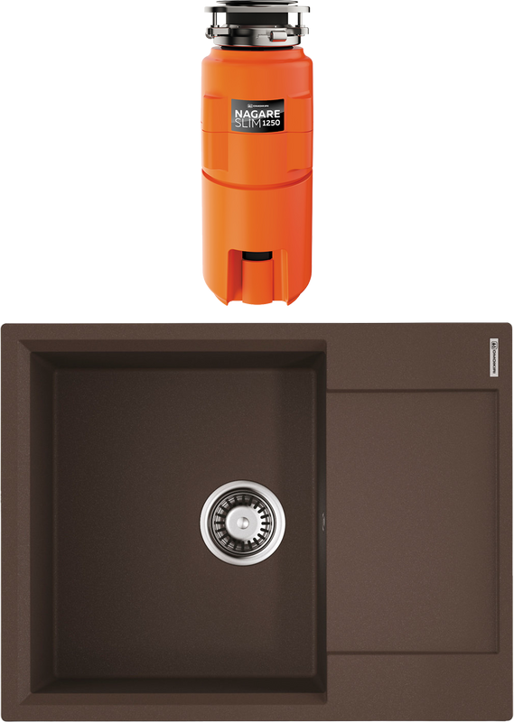 Комплект Мойка Omoikiri Daisen 65T-DC темный шоколад + Измельчитель Nagare slim 1250