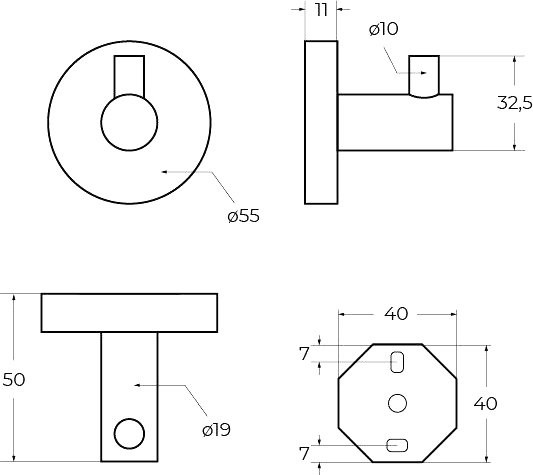 Крючок Cezares Relax HK-NOP черный матовый