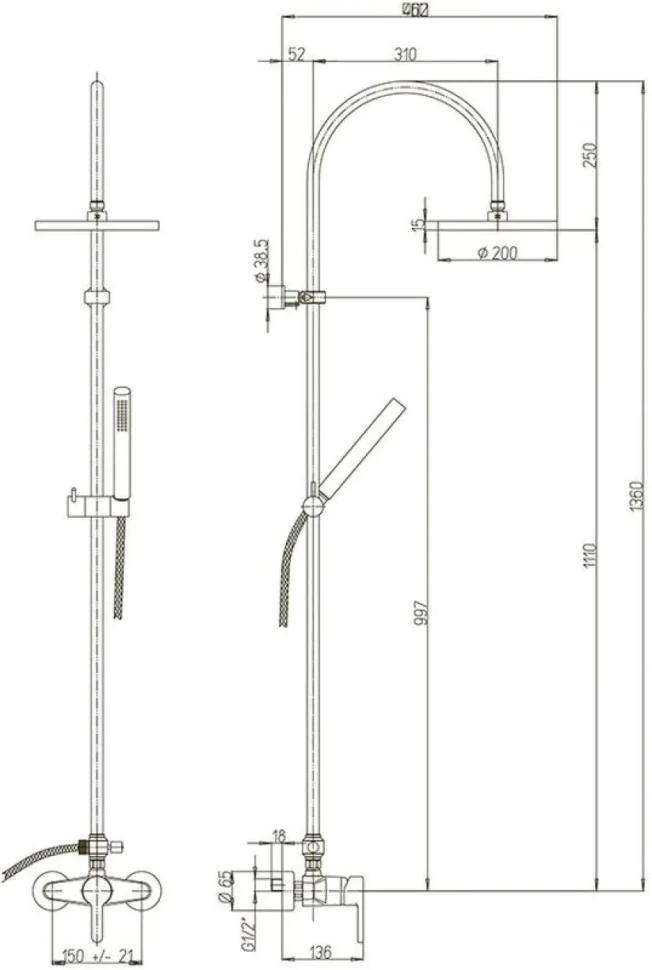 Душевая стойка Paini 92CR6891P1