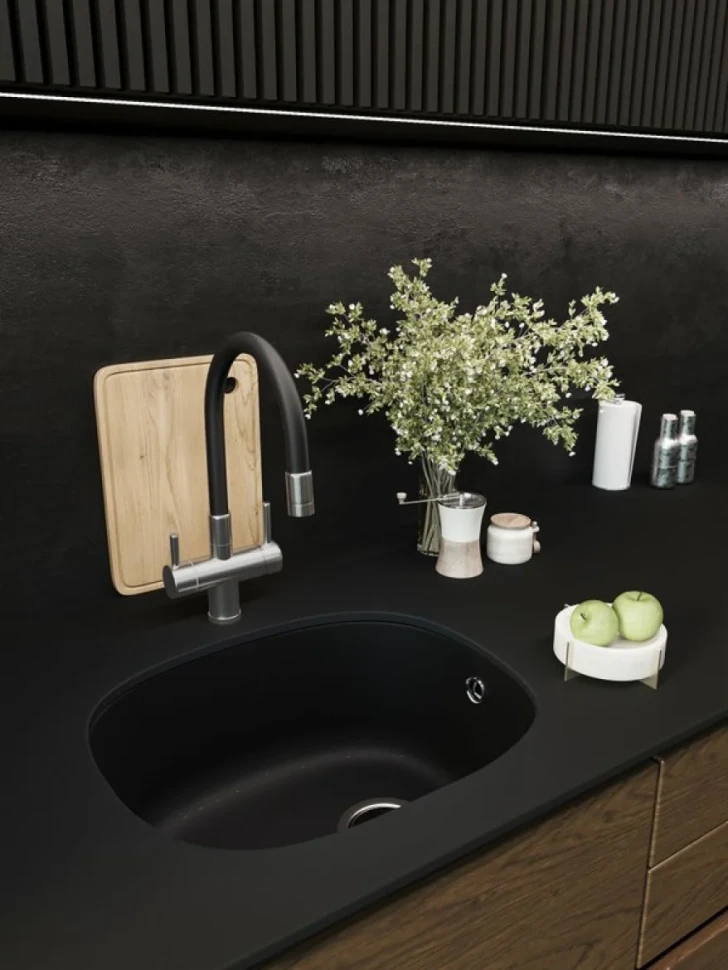 Мойка кухонная Emar Quartz EMQ-1560.P оникс