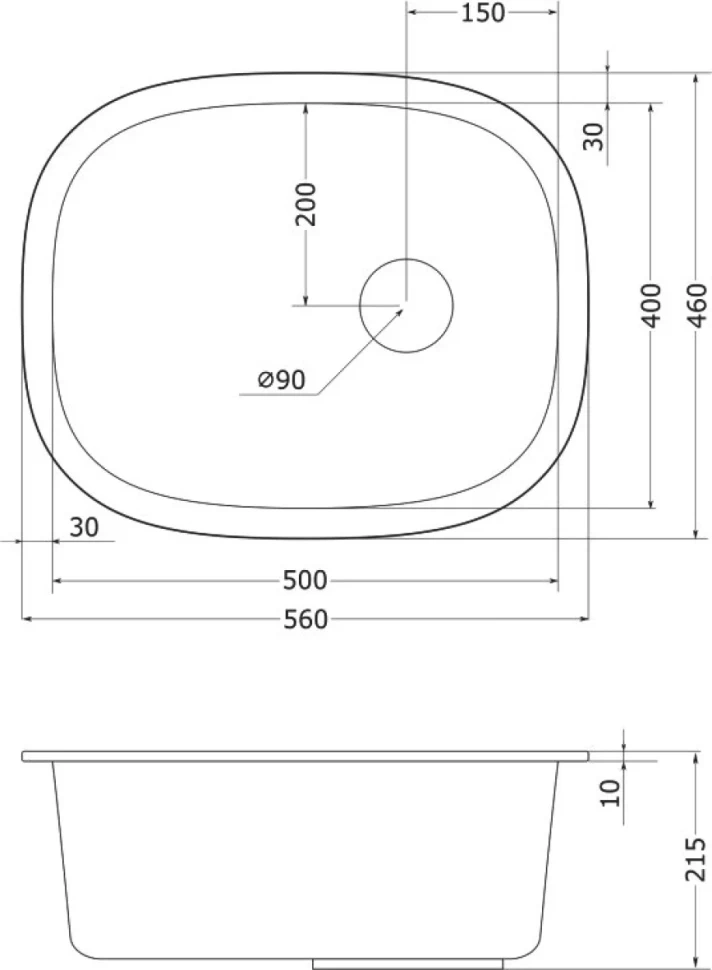 Мойка кухонная Emar Quartz EMQ-1560.P оникс