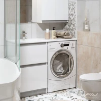 Мебель для ванной комнаты Alavann Soft Silver 120 L под стиральную машину, белая