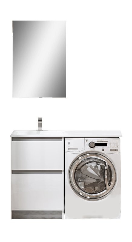 Мебель для ванной комнаты Alavann Soft Silver 120 L под стиральную машину, белая