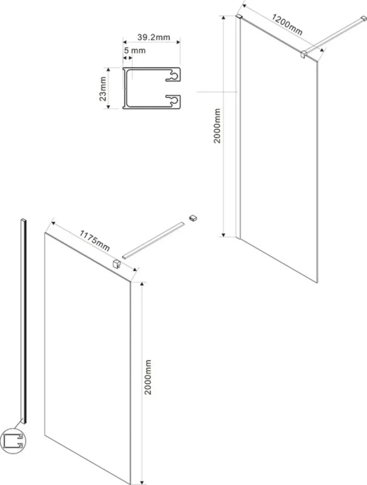 Душевая перегородка Vincea Walk-in VSW-1H120CGGM 120 см, профиль вороненая сталь, стекло тонированное
