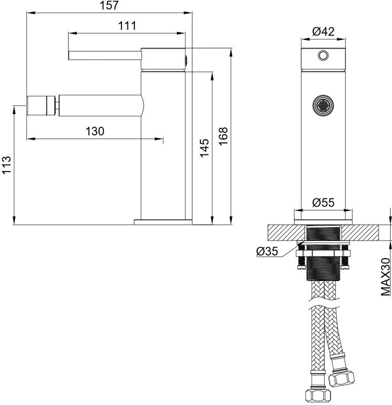 Смеситель для биде Wonzon & Woghand Stick WW-88339017-MB матовый черный