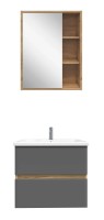 Мебель для ванной комнаты SanStar Graffa 60 дуб вотан, графит софт, раковина Фест 60