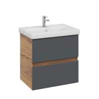 Мебель для ванной комнаты SanStar Graffa 60 дуб вотан, графит софт, раковина Фест 60