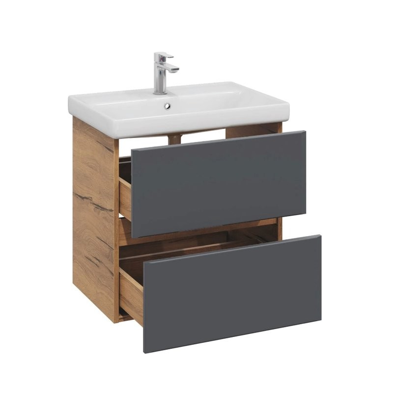 Мебель для ванной комнаты SanStar Graffa 60 дуб вотан, графит софт, раковина Фест 60