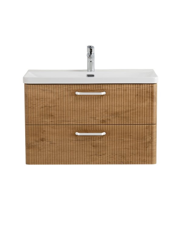 Тумба с раковиной BelBagno Due 80 ручки белые, rovere nature